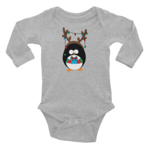 Penguin wearing Antlers | Holidays | Infant Long Sleeve Bodysuit