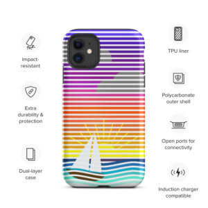 Sunset Sailboat Line Art | Dual Layer | Tough iPhone case