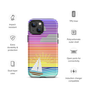 Sunset Sailboat Line Art | Dual Layer | Tough iPhone case